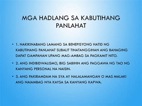 Hadlang Sa Kabutihang Panlahat – Halimbawa At Kahulugan Nito.